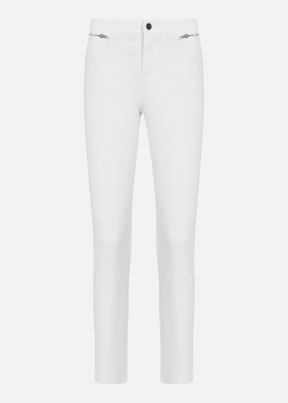Yumi White Stretch Jegging With Zip Detail