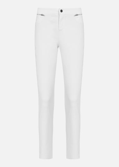 Yumi White Stretch Jegging With Zip Detail