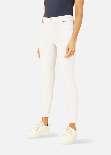Yumi White Stretch Jegging With Zip Detail