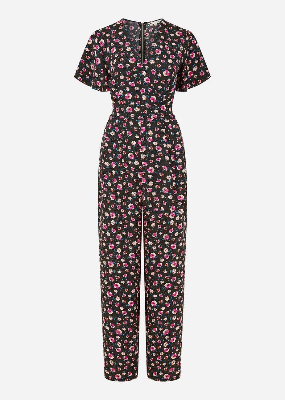 Yumi Black Floral Angel Sleeve Jumpsuit