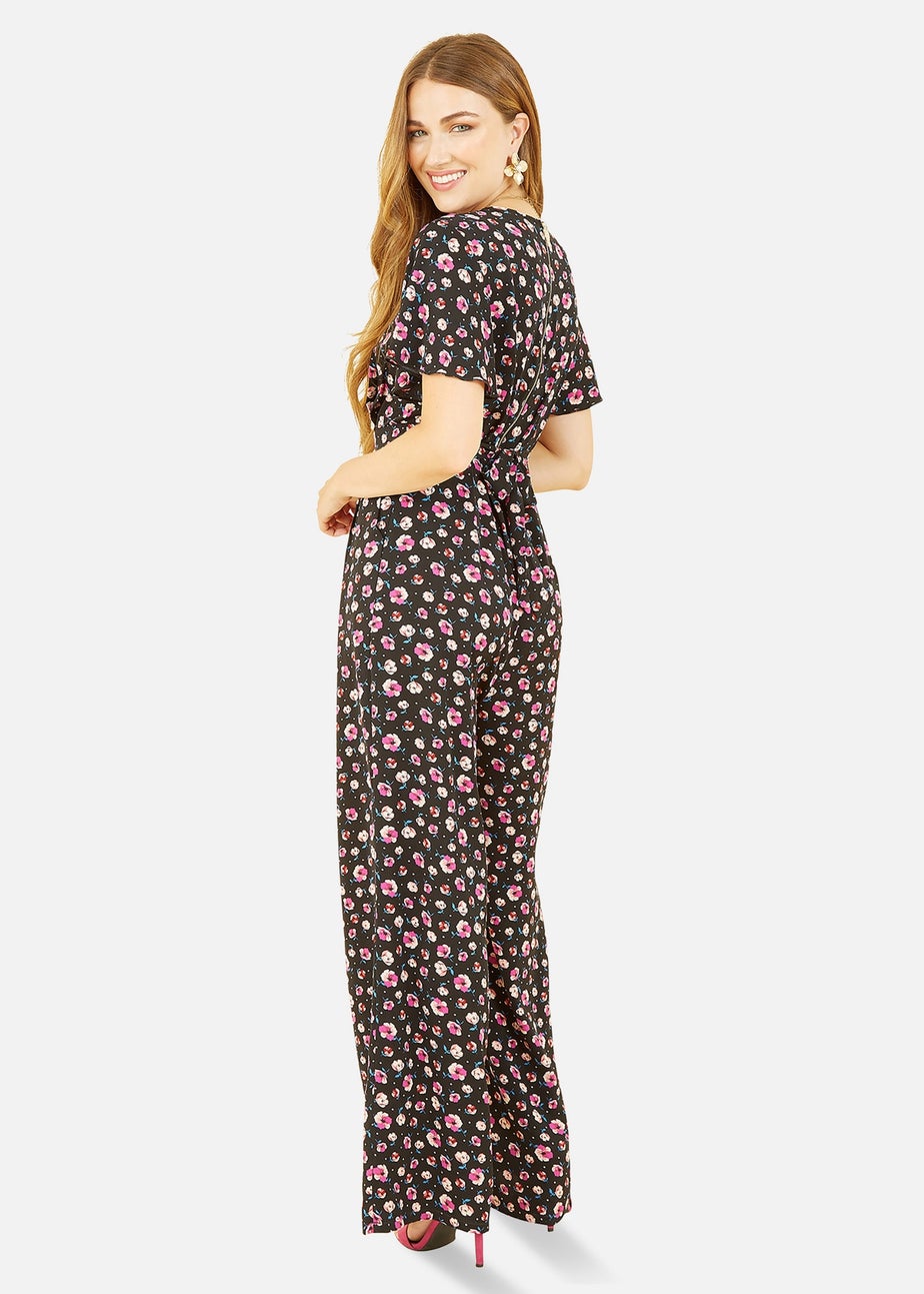 Yumi Black Floral Angel Sleeve Jumpsuit