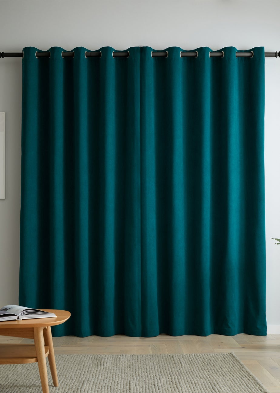 Catherine Lansfield Wilson Velvet Blackout Thermal Eyelet Curtains Green