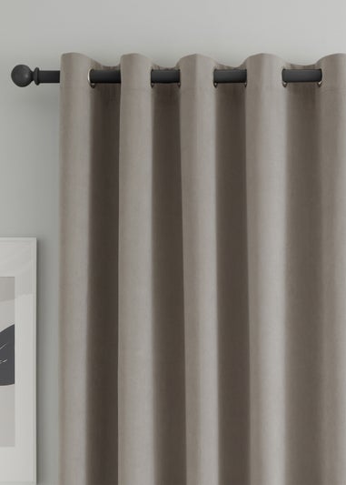Catherine Lansfield Wilson Velvet Blackout Thermal Eyelet Curtains Grey