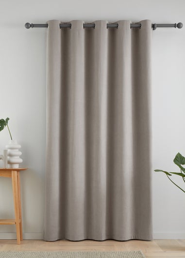 Catherine Lansfield Wilson Velvet Blackout Thermal Eyelet Door Panel Grey