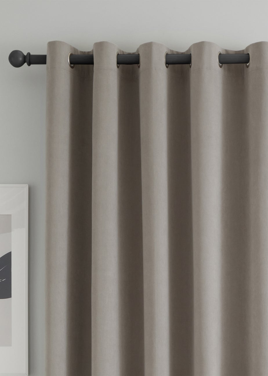 Catherine Lansfield Wilson Velvet Blackout Thermal Eyelet Door Panel Grey