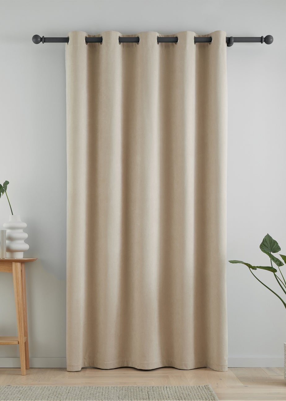 Catherine Lansfield Wilson Velvet Blackout Thermal Eyelet Door Panel Natural