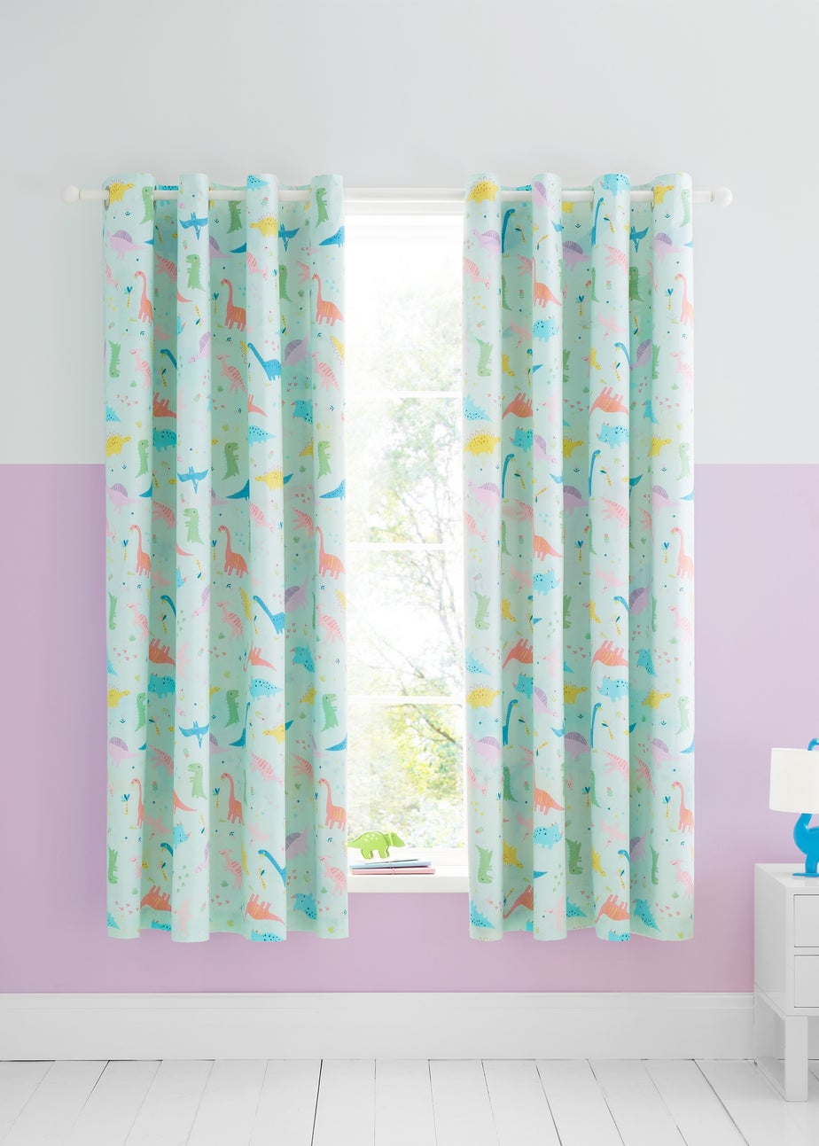 Catherine Lansfield Kids Dinosaur Friends Reversible Curtains