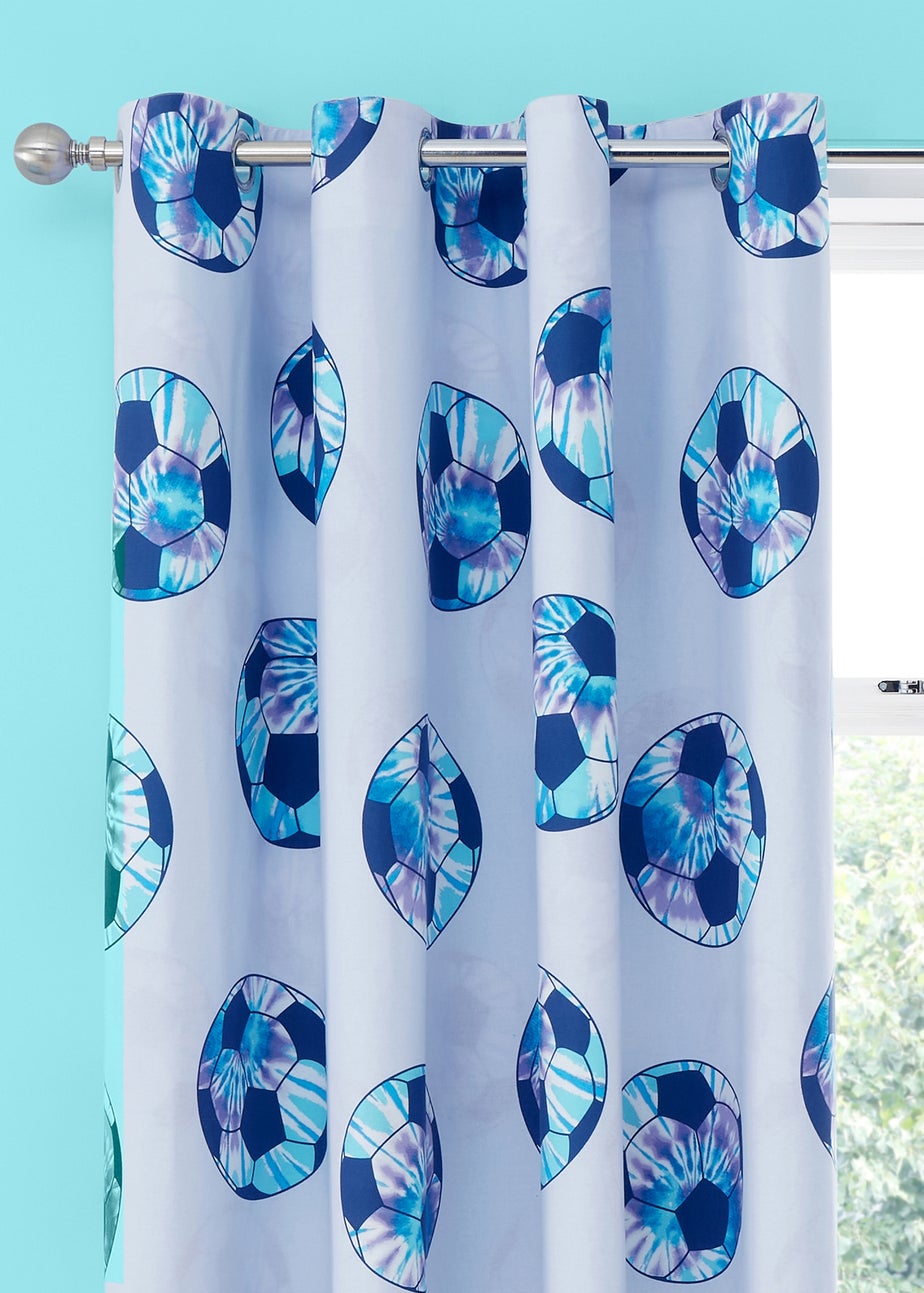 Catherine Lansfield Tie Dye Football Reversible Curtains Lilac Blue