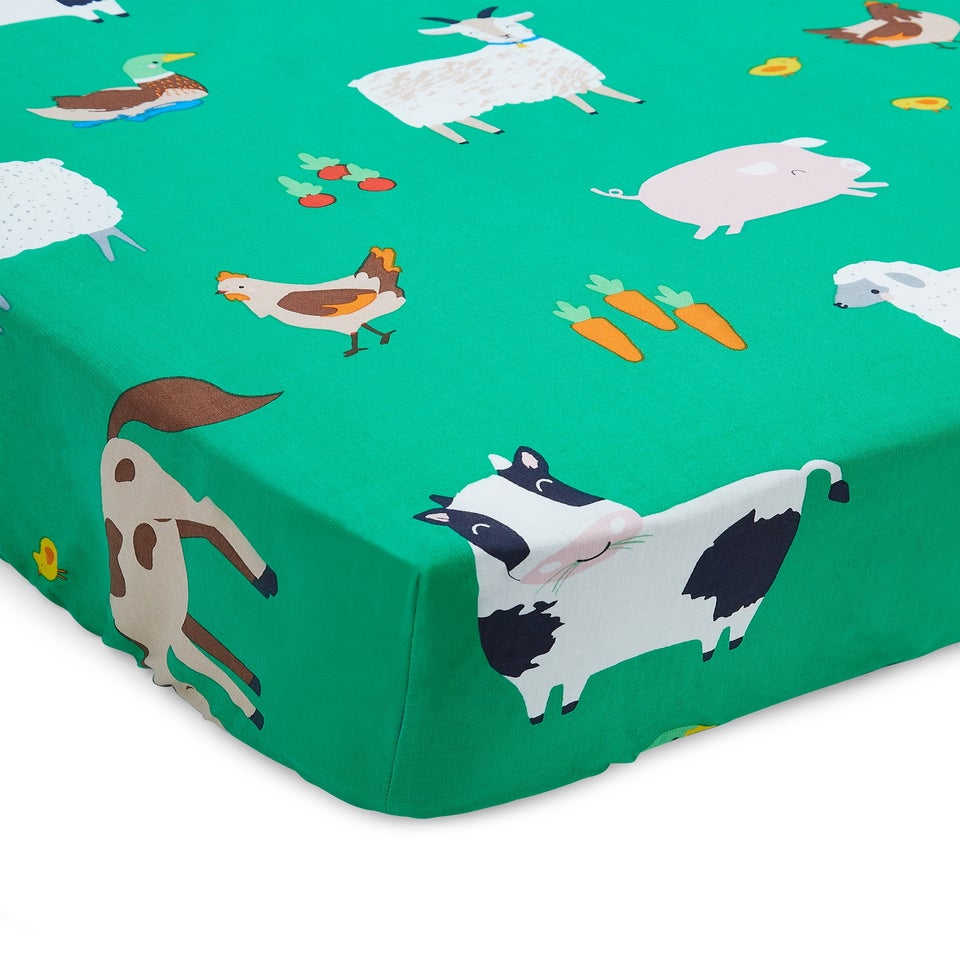Catherine Lansfield Kids Farmyard Animals Fitted Sheet