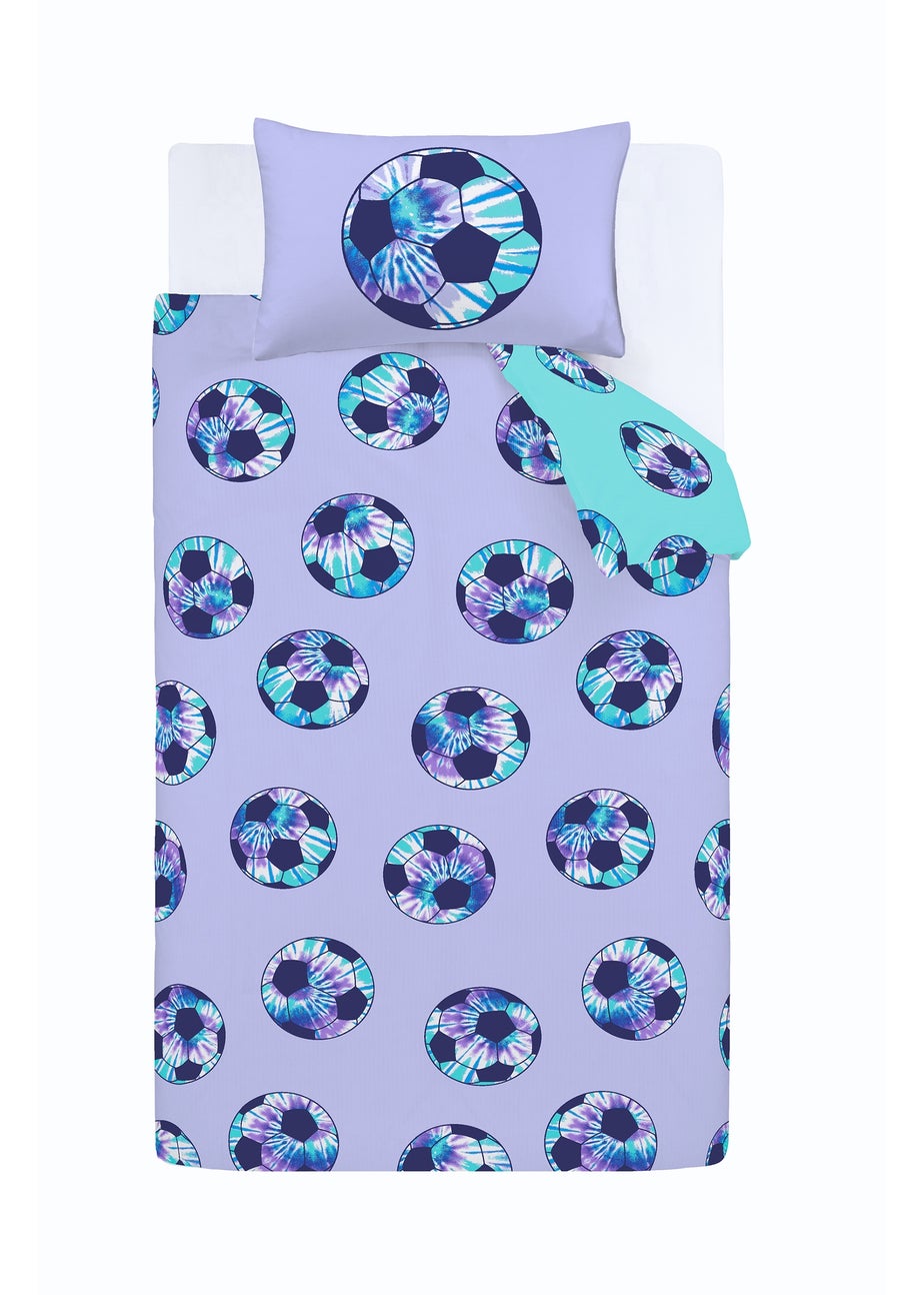 Catherine Lansfield Tie Dye Football Reversible Duvet Cover Set Lilac