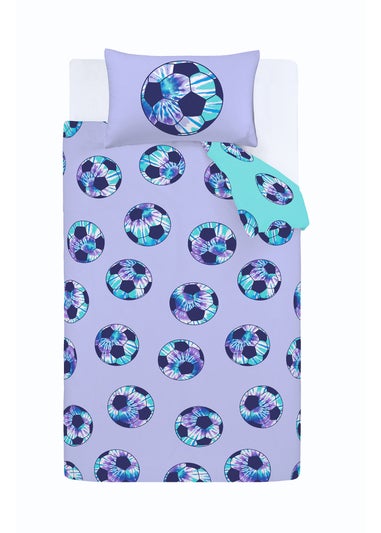 Catherine Lansfield Tie Dye Football Reversible Duvet Cover Set Lilac