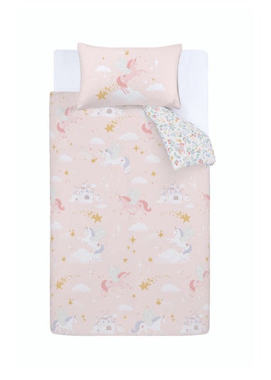 Catherine Lansfield Fairytale Unicorn Reversible Duvet Cover Set Pink