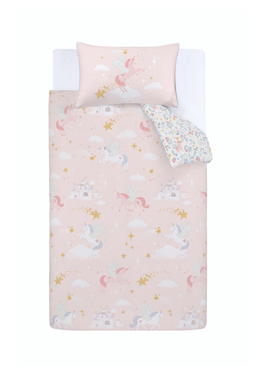Catherine Lansfield Fairytale Unicorn Reversible Duvet Cover Set Pink