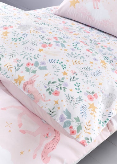 Catherine Lansfield Fairytale Unicorn Reversible Duvet Cover Set Pink