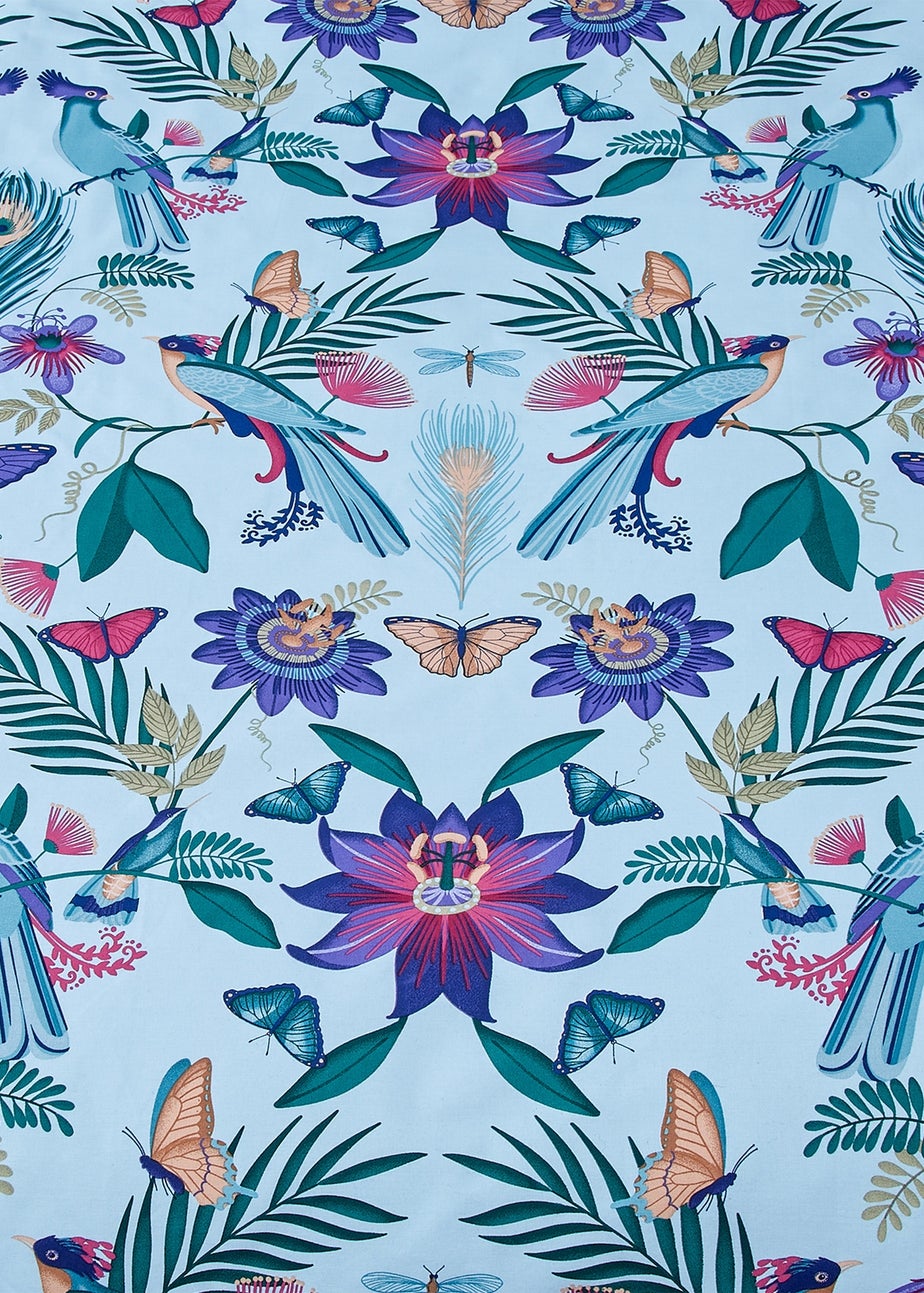 Catherine Lansfield Mya Tropical Floral Reversible Duvet Cover Set Duck egg Blue