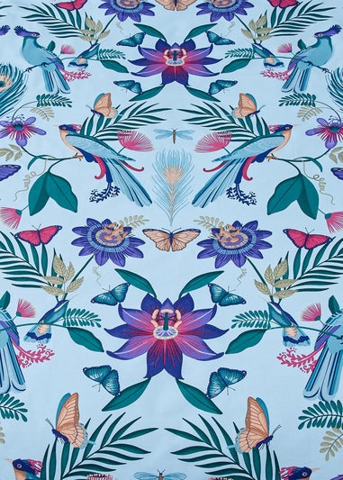 Catherine Lansfield Mya Tropical Floral Reversible Duvet Cover Set Duck egg Blue