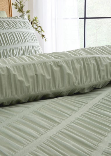 Catherine Lansfield Seersucker Duvet Cover Set Sage Green