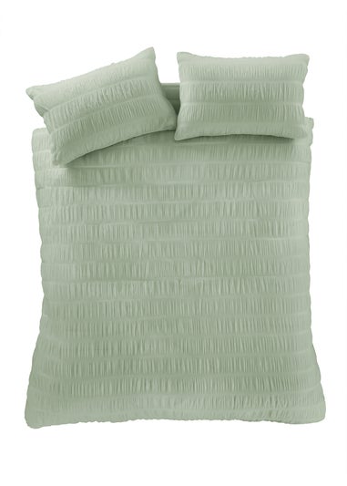 Catherine Lansfield Seersucker Duvet Cover Set Sage Green