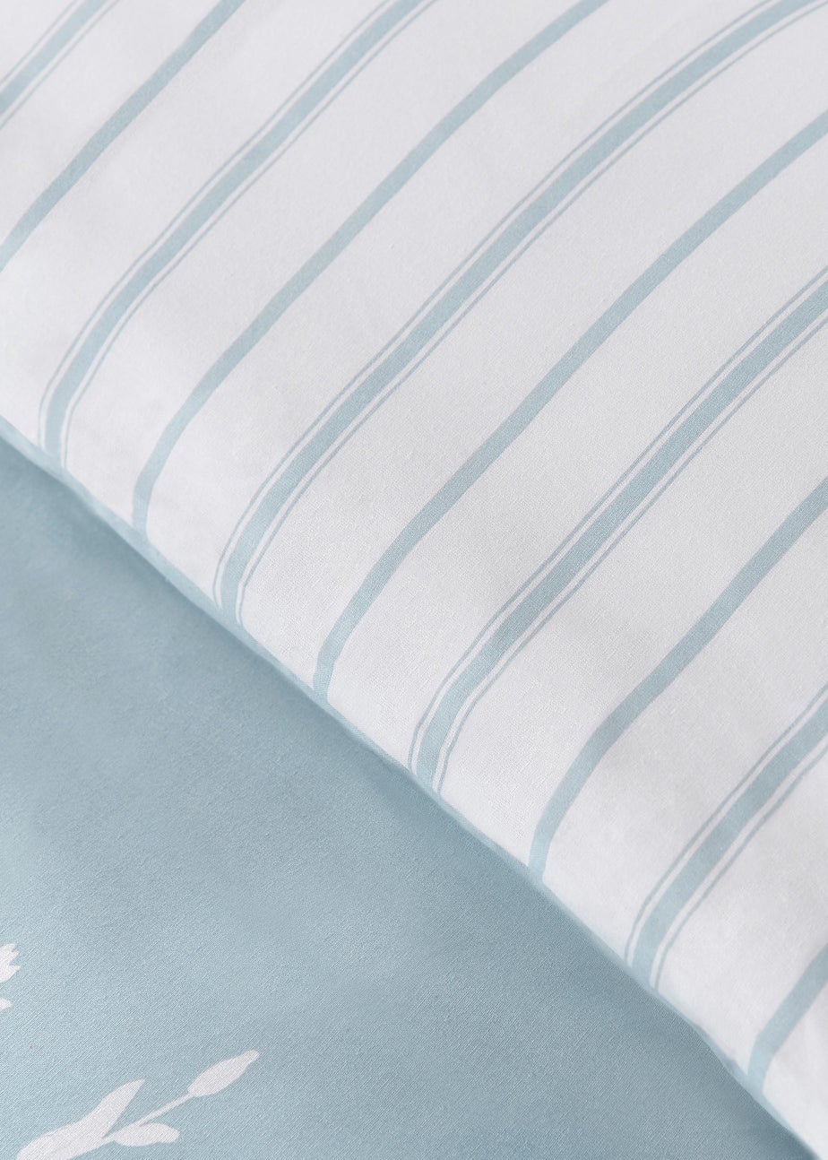 Catherine Lansfield Meadowsweet Floral Reversible Duvet Cover Set Sea Spray Blue