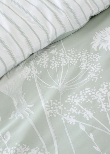 Catherine Lansfield Meadowsweet Floral Reversible Duvet Cover Set Green