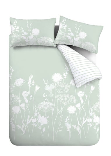 Catherine Lansfield Meadowsweet Floral Reversible Duvet Cover Set Green