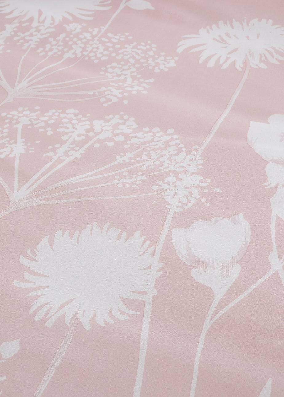 Catherine Lansfield Meadowsweet Floral Reversible Duvet Cover Set Blush Pink