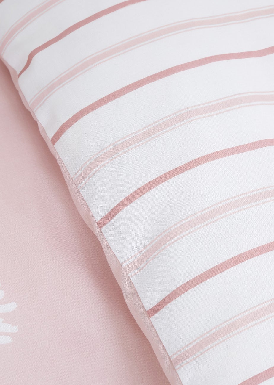 Catherine Lansfield Meadowsweet Floral Reversible Duvet Cover Set Blush Pink