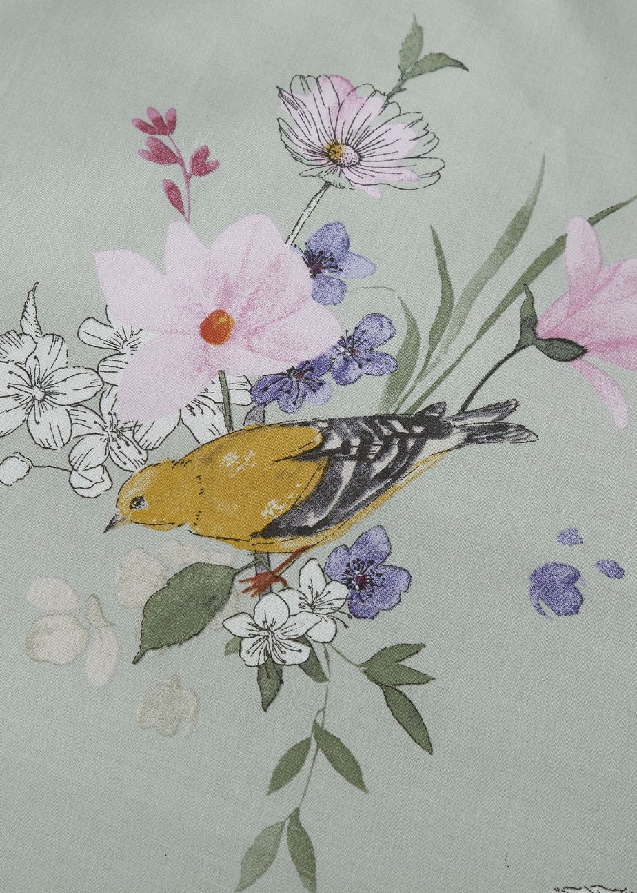 Catherine Lansfield Songbird Reversible Duvet Cover Set Sage Green