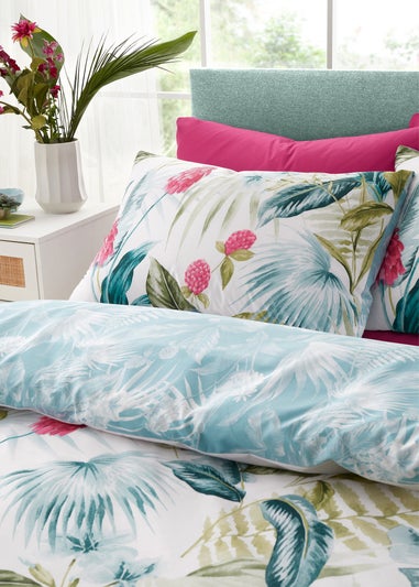 Catherine Lansfield Aruba Tropical Floral Reversible Duvet Cover Set Green