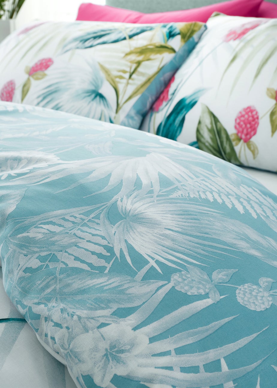 Catherine Lansfield Aruba Tropical Floral Reversible Duvet Cover Set Green