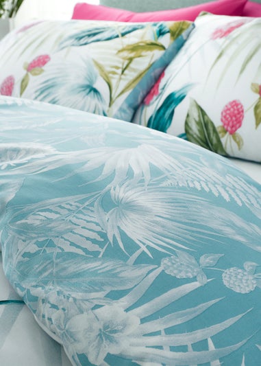 Catherine Lansfield Aruba Tropical Floral Reversible Duvet Cover Set Green