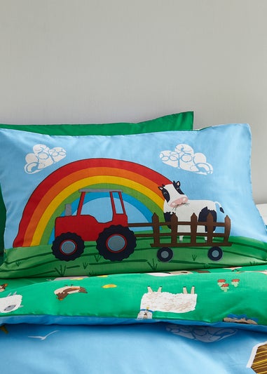 Catherine Lansfield Farmyard Animals Reversible Duvet Cover Set Blue