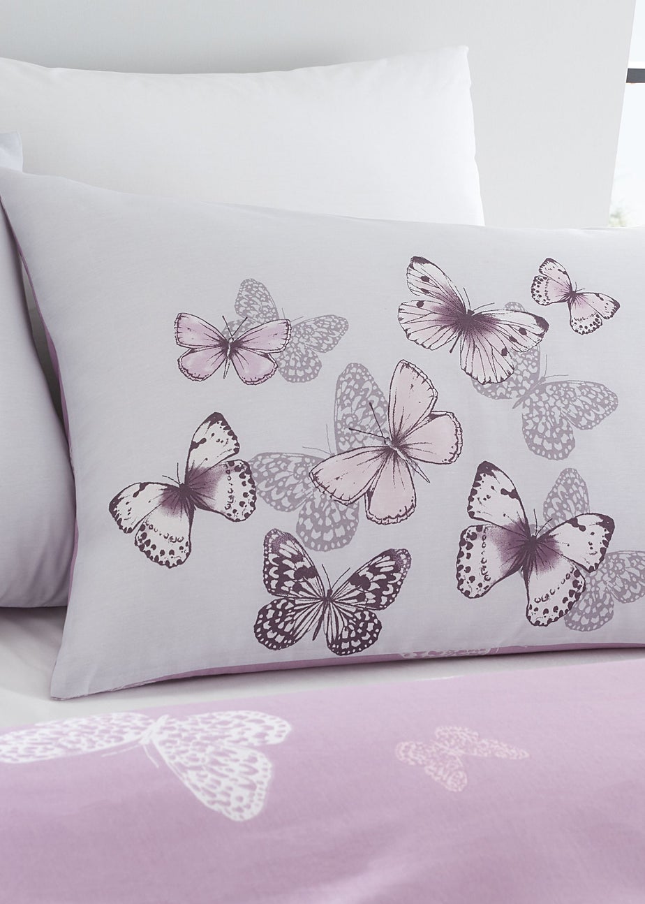Catherine Lansfield Scatter Butterfly Reversible Duvet Cover Set Heather
