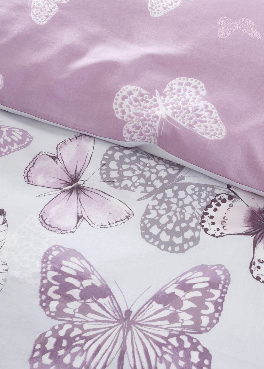 Catherine Lansfield Scatter Butterfly Reversible Duvet Cover Set Heather