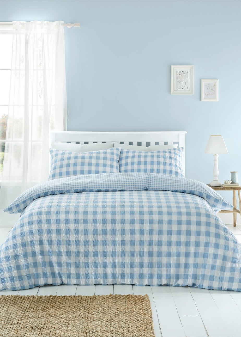 Catherine Lansfield Seersucker Gingham Check Duvet Cover Set