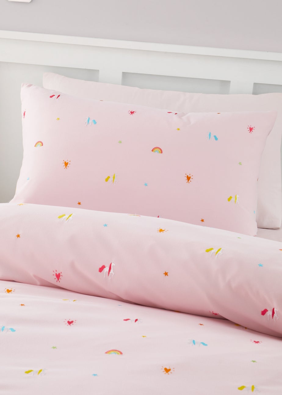 Catherine Lansfield Embroidered Unicorn Duvet Cover Set