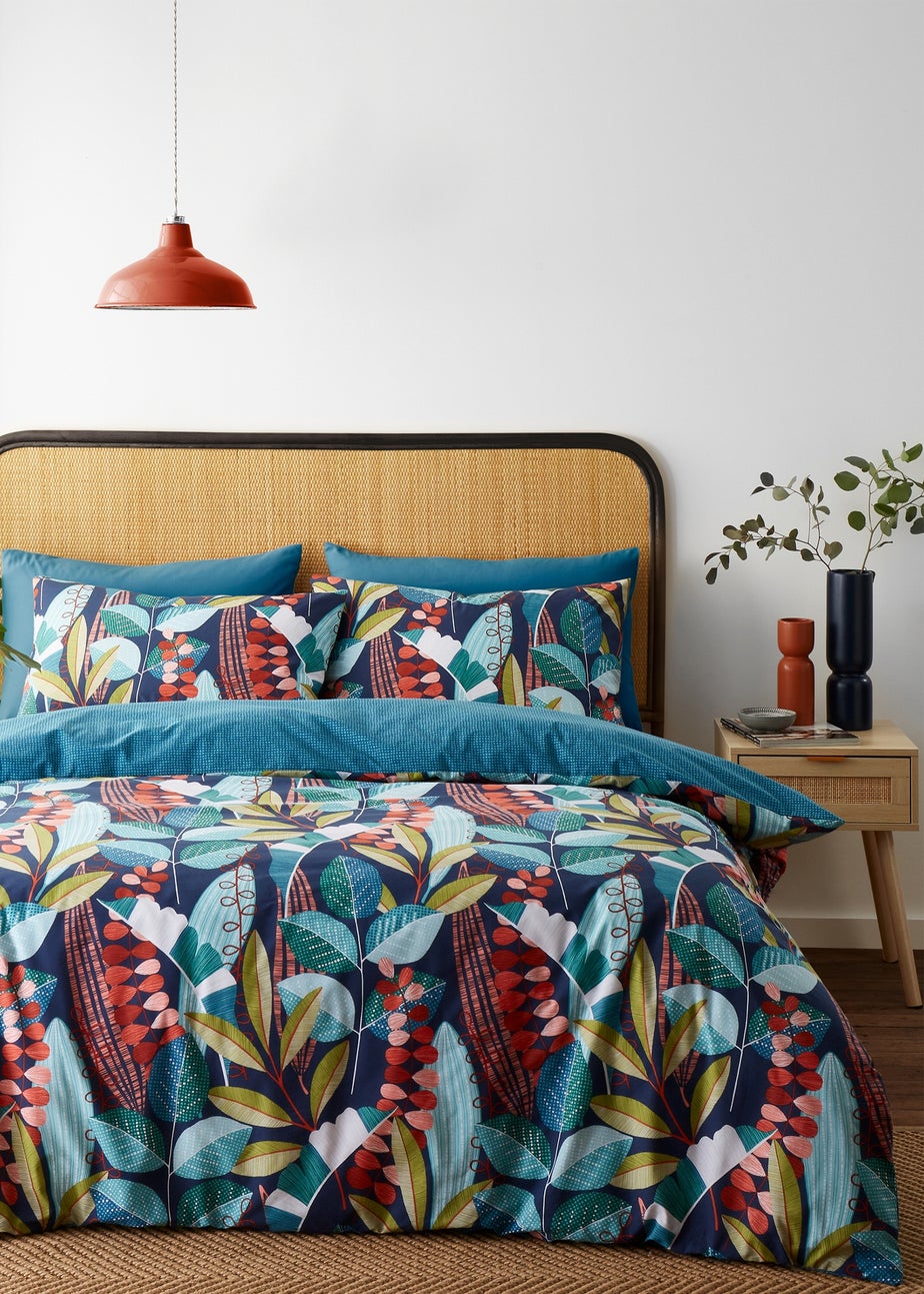 Catherine Lansfield Botanical Leaves Reversible Duvet Cover Set