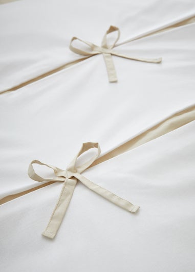 Catherine Lansfield Milo Bow Duvet Cover Set Natural