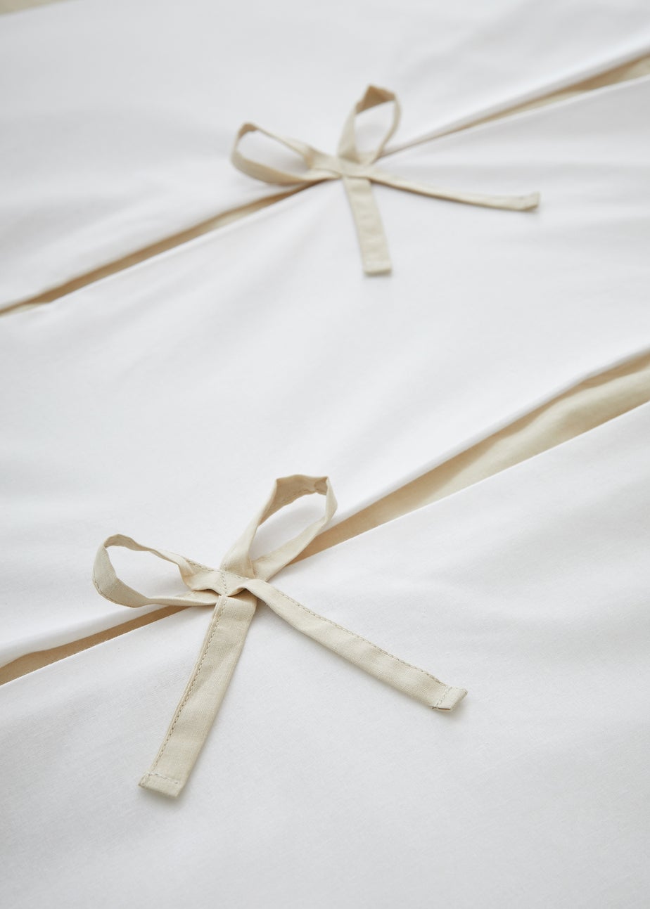 Catherine Lansfield Milo Bow Duvet Cover Set Natural