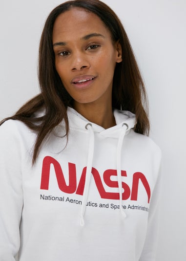 NASA White Crop Hoodie