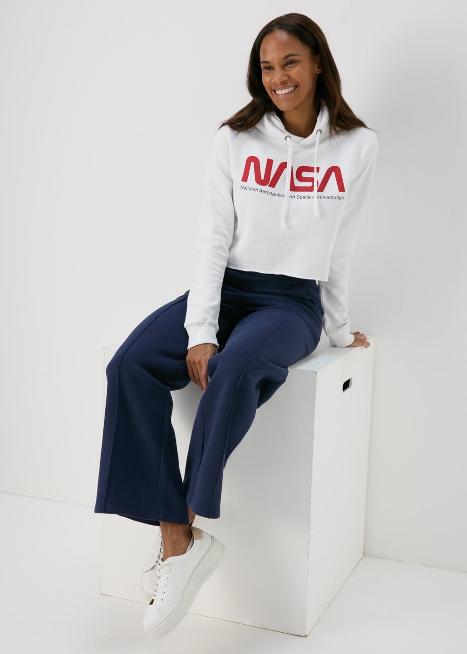 NASA White Crop Hoodie