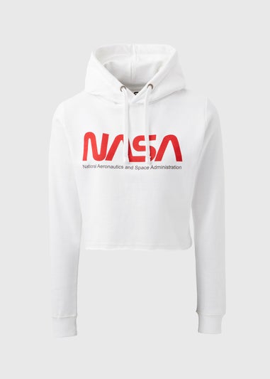 NASA White Crop Hoodie