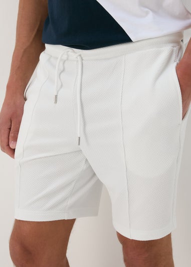 White Textured Shorts