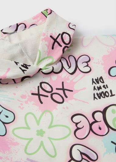 Girls White Graffiti Hoodie (7-15yrs)