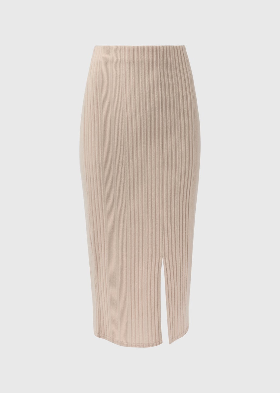 Mocha Soft Touch Ribbed Skirt