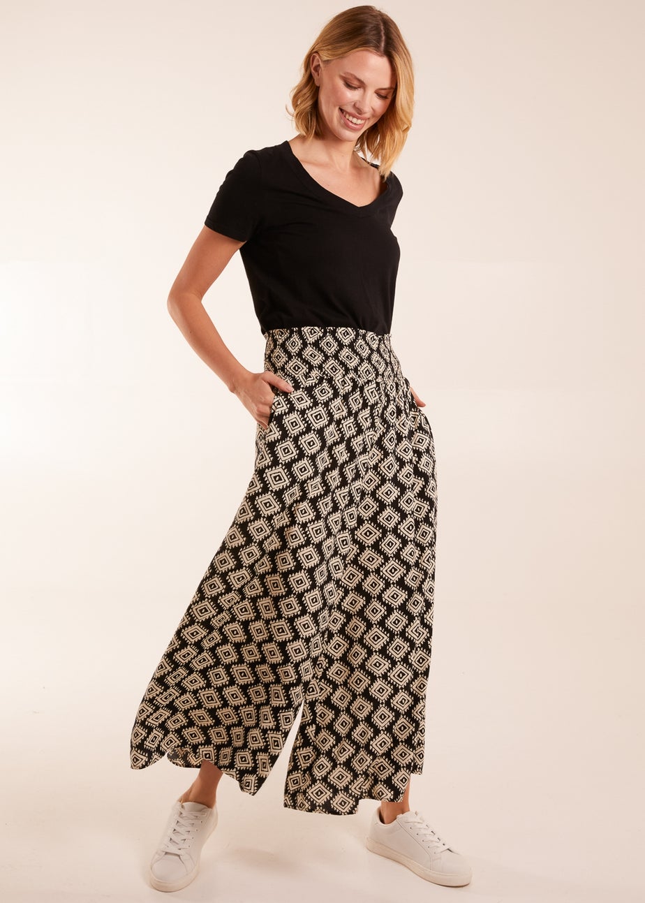 Blue Vanilla Shirred Waist Wide Leg Aztec Trouser