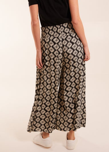 Blue Vanilla Shirred Waist Wide Leg Aztec Trouser