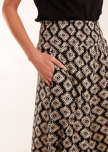 Blue Vanilla Shirred Waist Wide Leg Aztec Trouser