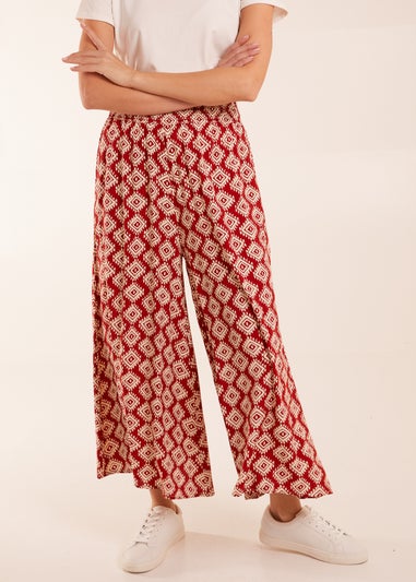 Blue Vanilla Shirred Waist Wide Leg Aztec Trouser