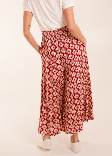 Blue Vanilla Shirred Waist Wide Leg Aztec Trouser